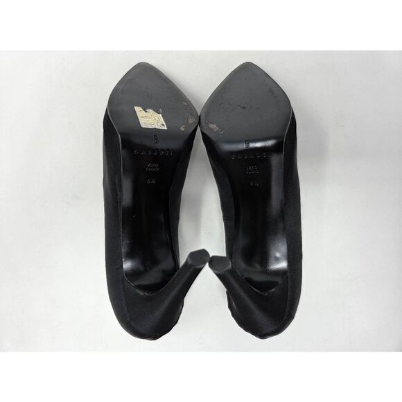 CASADEI ITALY BLACK SATIN SHIMMER PUMPS PLATFORM 4" HEELS WOMENS SIZE 8.5 M - Picture 9 of 10